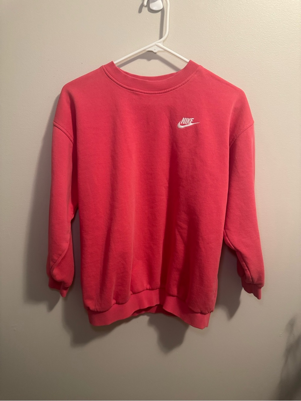 Nike Kids Coral Crewneck Sweatshirt with White Logo